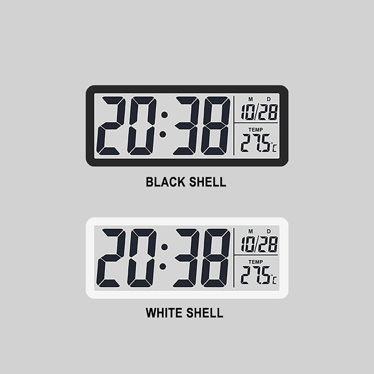 Digital Wall Clock Electronic Wall Mounted LCD Disply Clocks Multifunctional Temperature and Time Week Display Battery Powered