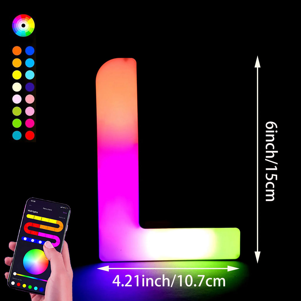 1PC Smart LED Letter Light - DIY RGB Marquee App Control Music Sync Indoor Sign Game Holiday Party Wedding Graduation Season A-Z