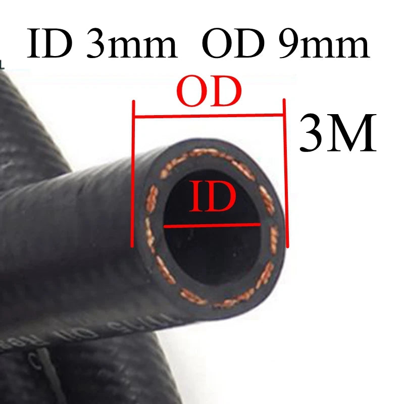 Car fuel line hose for fuel transfer, 1m or 3m length, 3-16mm ID options