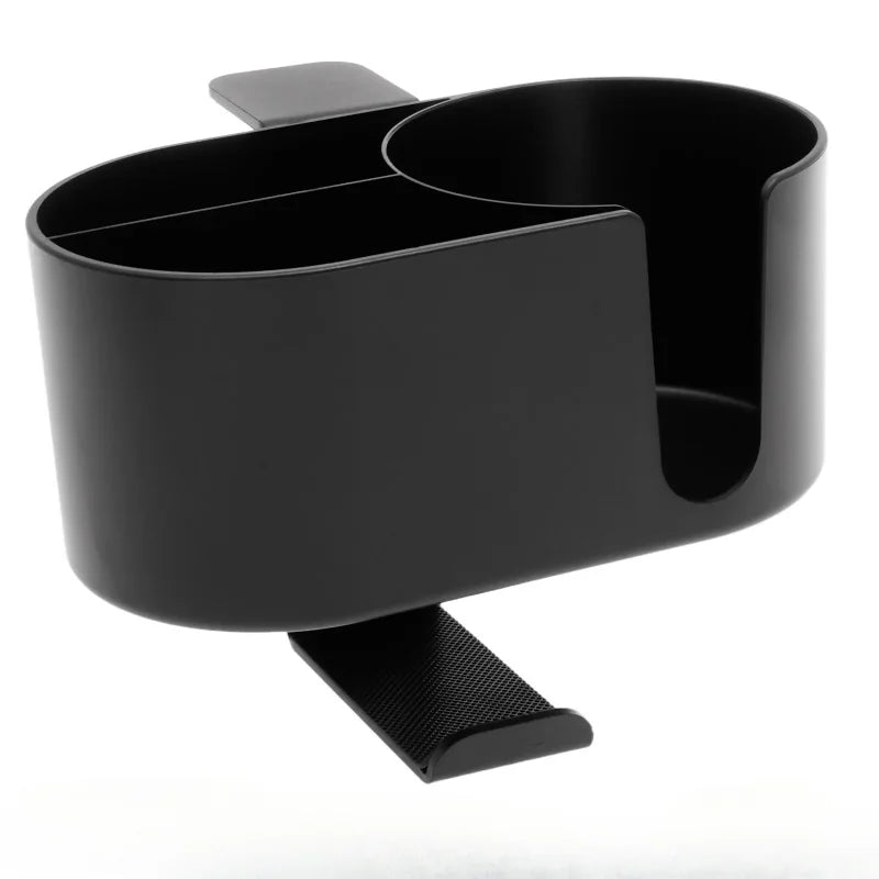 4-in-1 Clip-On Desk Cup Holder with Headphone Hanger, Adjustable Black