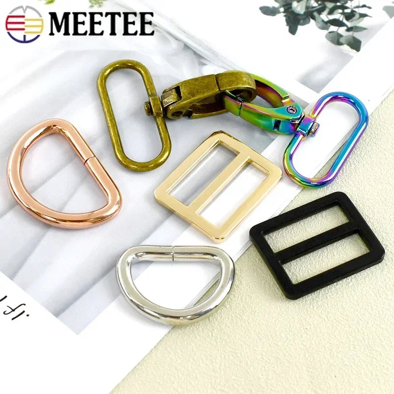 2/3Sets 16-38mm Bag Strap Lobster Buckle Metal Tri-glide Clasp For Webbing Adjuster D Ring Pet Collar Hook Hardware Accessories
