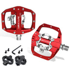 BUCKLOS MTB SPD Compatible Dual Platform Clipless Pedals, Black/Blue/Grey/Red Options