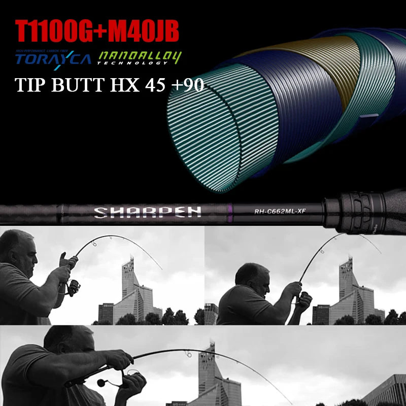 PURELURE SHARPEN Soft Lure Long Spinning and Casting XF/MF Action Rods FUJI Components Bass Pike Rod Fishing Rod Spinning Reel