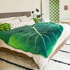 Leaf Pattern Flannel Throw Blanket Green, 115x150cm 150x200cm 180x210cm