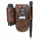 Tourbon Heavy Duty Leather EDC Pocket Multitool Sheath Clip-on Belt Solid EDC  Tool Pouch Case Brown