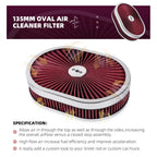 ZSRacing 12"x2" Oval Super Flow Thru Air Cleaner Washable For SBC Chevy Ford Chryler Dodge 5-1/8 Carb Neck OFI131