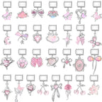 2025 New Sweet Pink Zircon Heart Bows Cherry Moon Star DIY Making Bracelet Women Men Stainless Steel 9mm Italian Charm Links Fit
