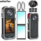 Aluminum Protective Case For Insta360 X5 Camera Frame Rabbit Cage With Silicone Lens Cover Cold Shoe For Insta 360 X5 Accessory
