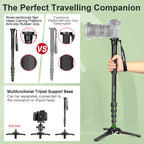 Manbily Lightweight Camera Tripod Monopod Selfie Stick Aluminum A-222 Pro For Canon Nikon DSLR Travel Max 170cm with M-2 Base