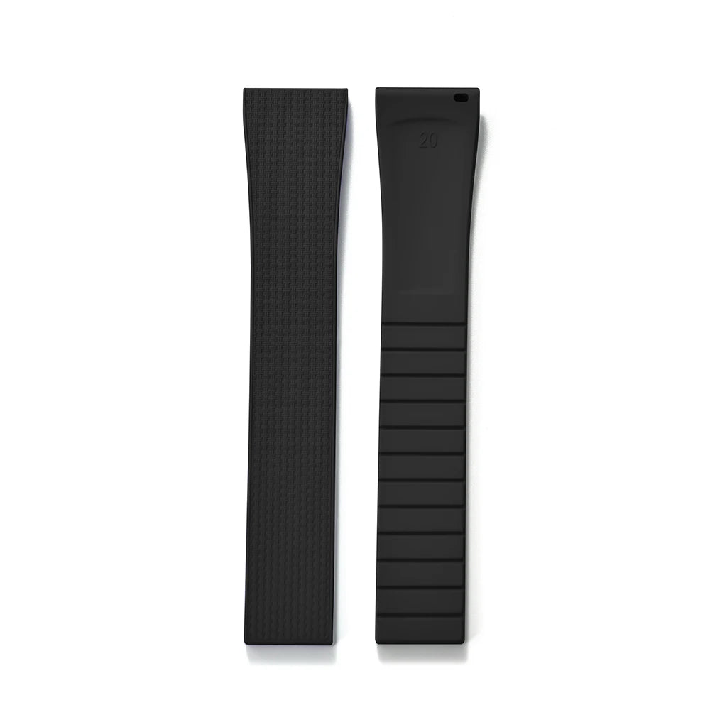 Original Stripess CTS FKM Rubber Watch Strap 20mm For D-elug FKM CTS Watchband Quick Release Silver Butterfly Buckle Cut To Size