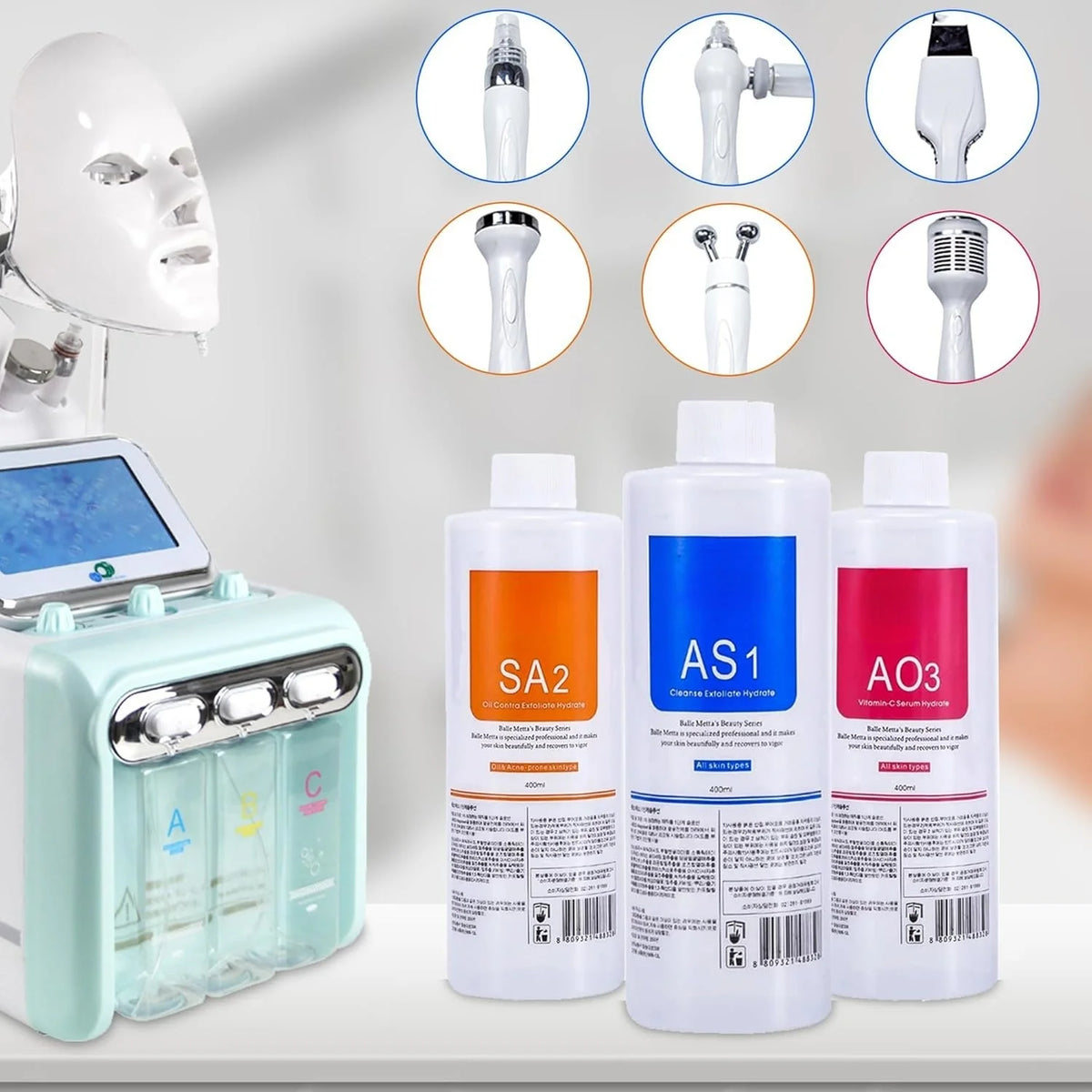 Hydrate Solution AS1 SA2 AO3 for Hydrogen Oxygen Facial Machine Aqua Peeling Serums for Facial Cleansing Skin Care Moisturizing