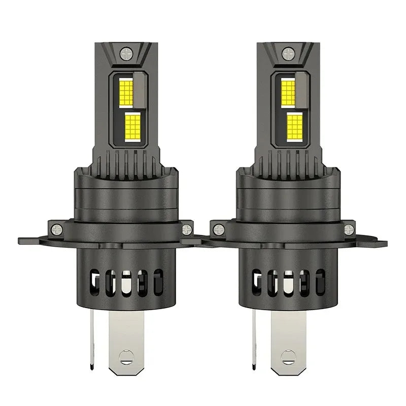 2pcs Mini LED Headlight Bulbs with Fan 6000K 12V/24V - H1/H4/H7 Options