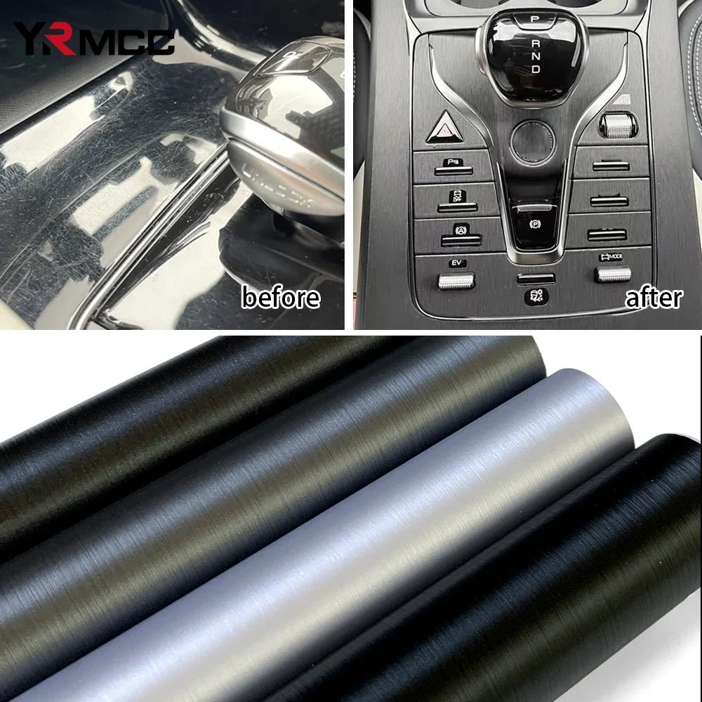 Brushed Aluminum Car Stickers Waterproof Vinyl Wrap Film Self Adhesive Matte Air Release PVC Protection Stickers Car Accessories