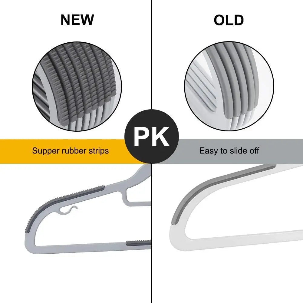 10 Piece Set Of Heavy-Duty Dry And Wet Hangers With Anti Slip Pads Saving Space With a 0.2-Inch Thick Ultra Light Organizer