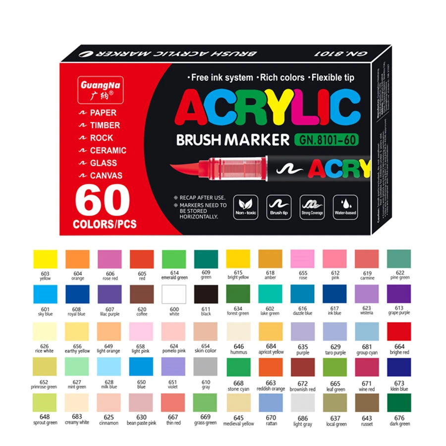 Acrylic Paint Soft Brush Markers Set, Soft Brush Tip Paint Pens and Paint Markers, Acrylic Paint Pens for Wood, Stone, Canvas