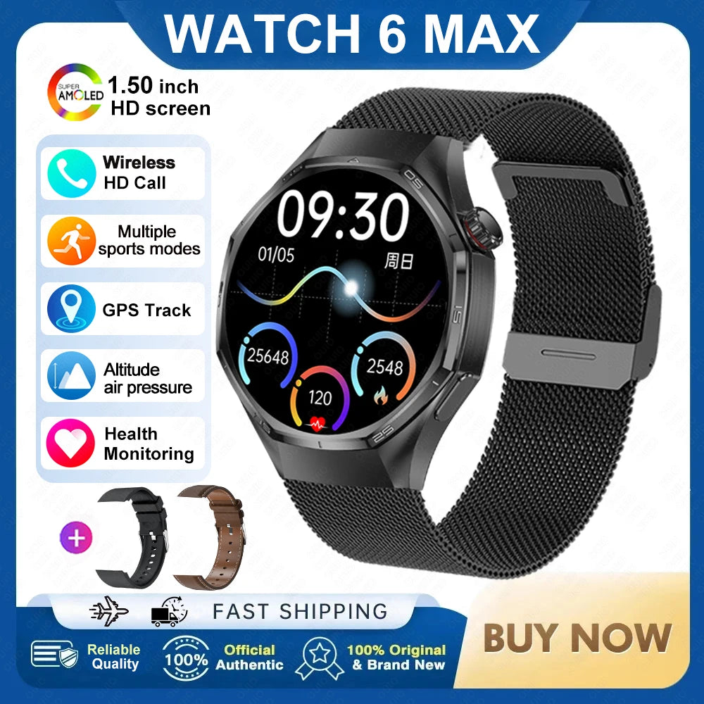 2026 New Watch 6 Max Smart Watch Men GPS Altitude Air Pressure Heart Rate Health Monitoring Bluetooth Call Business Smartwatch