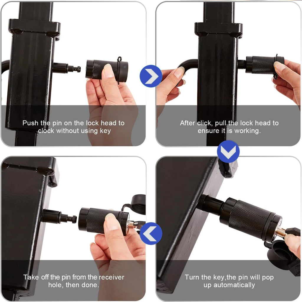 Trailer Hitch Pin Lock 5/8" 1/2" Dual Receiver Locking Trailer RV Truck Tow Heavy Duty Anti Theft for 2" Towing Receiver Lock