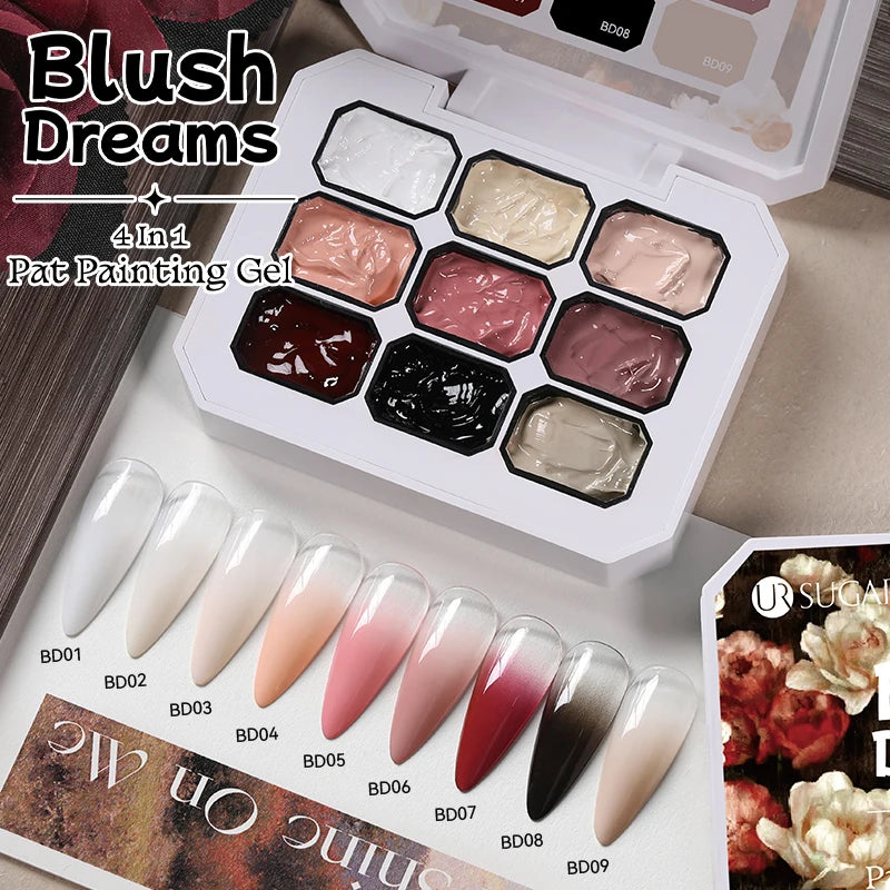 UR SUGAR 4-in-1 Painting Gel Nail Polish Set, 9 Colors, UV/LED Soak Off, 1pc