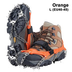 19-Spike Ice Cleats Shoe Traction Crampons Anti-Slip Snow Grippers Black/Orange S-XL