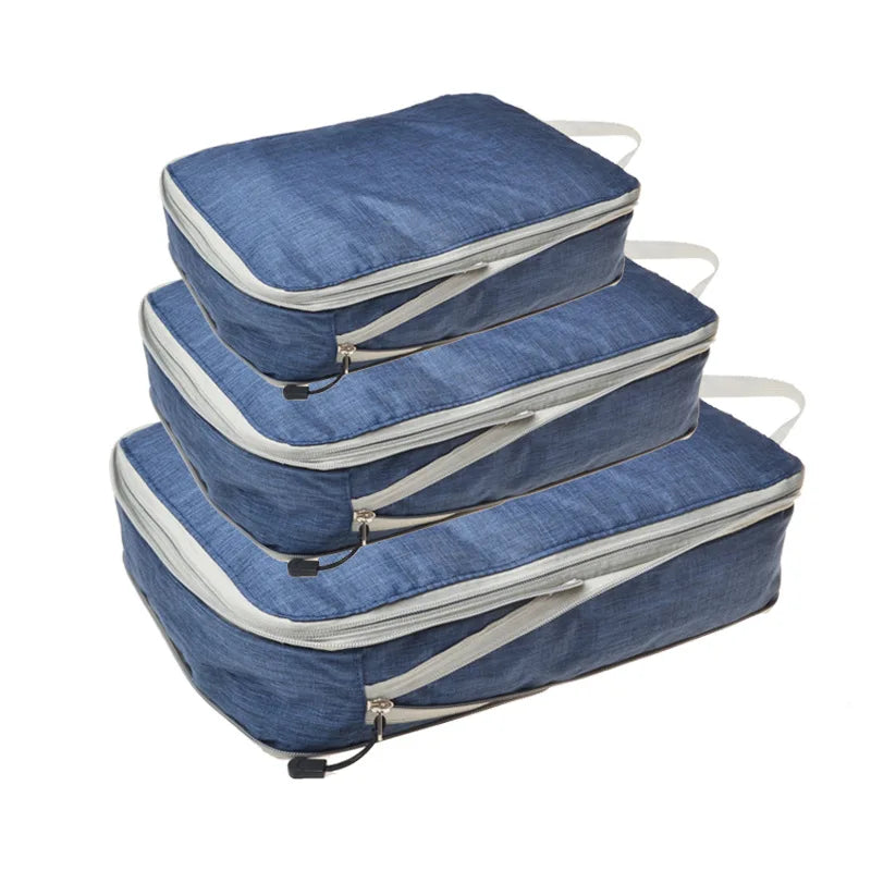 Luggage Cubes Organizer Portable Travel Storage Bag Compressible Packing Cubes Foldable Waterproof Travel Suitcase Nylon Handbag