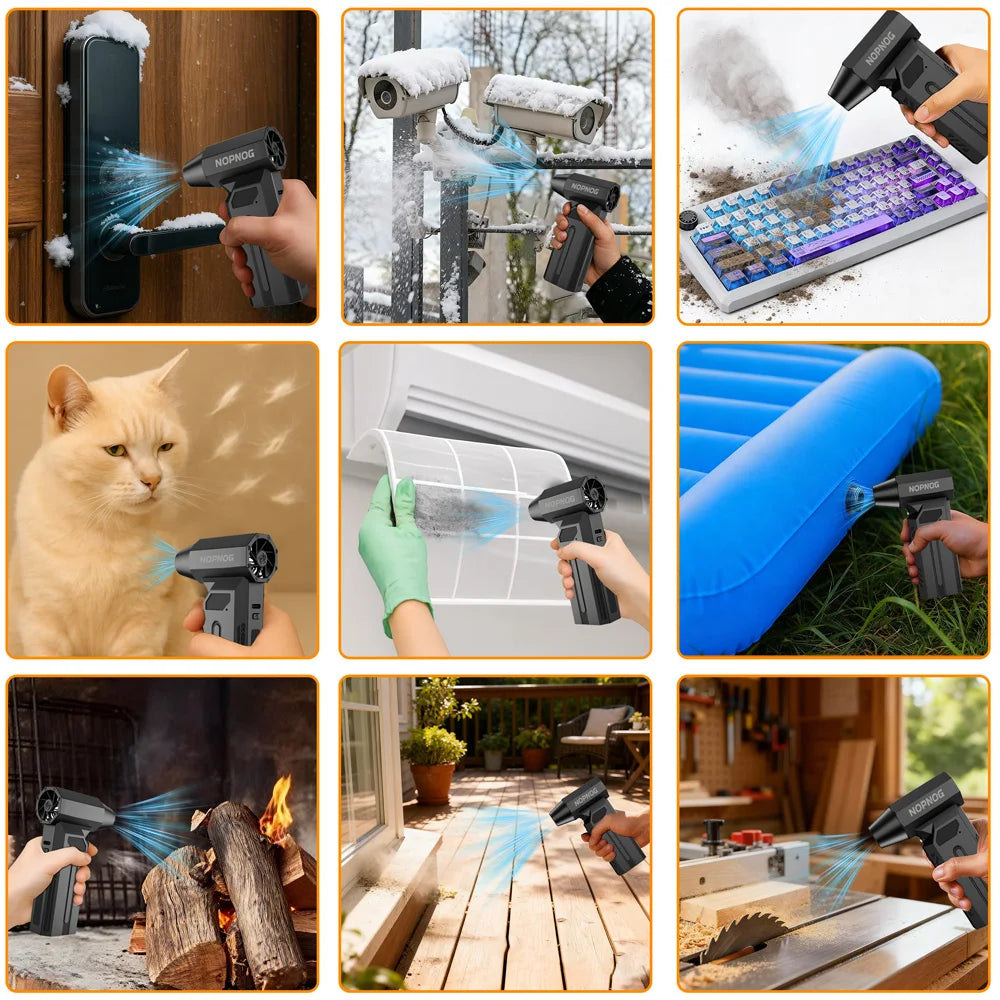 BBQ Air Blower 140K RPM Strong Blowing Turbo Fan Cordless Cleaner Brush Camping Multi Tools Automobile Air Duster Mat Inflator