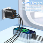 2026 New 240W Multi Port Charger Pd Smartphone Super Fast Charging 4usb-4type-C Charging Head EU US UK Adapter