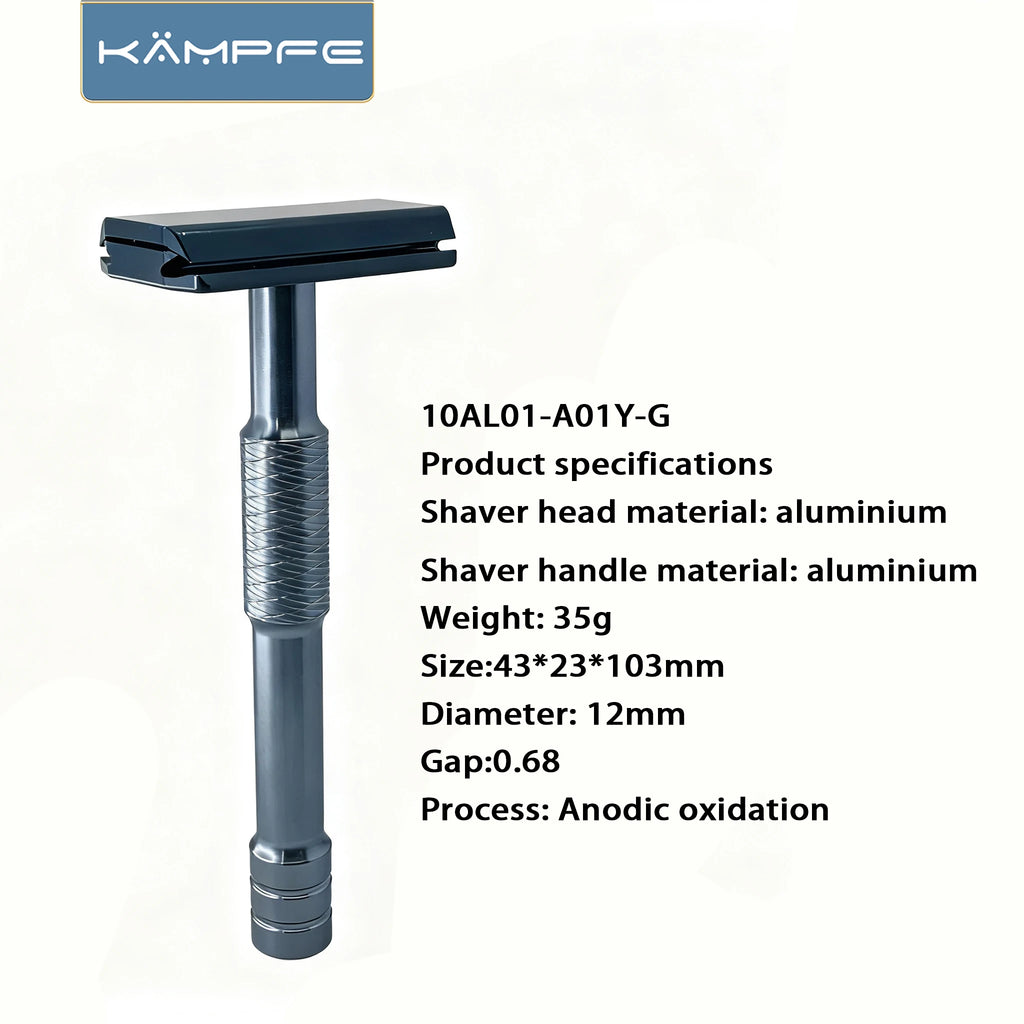 Kampfe Vintage Double-Edged Razor Non-Slip Aluminium Wet Grooming Shaver Classic for Men & Women