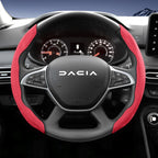 Suitable for Dacia Sports Suede Steering Wheel Cover, Split Snap-On Anti-Slip Style, for Models Such as Sandero Stepway, Duster, Jogger, Bigster, Spring, Electric, Cargo, Logan, Etc., in Black, Brown, Mocha, and Red Co