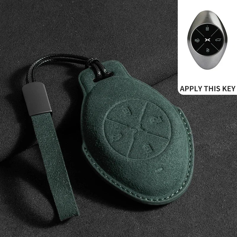 Suede Leather Car Key Case for Xiangpeng Xpeng P5 P7 G3 G6 G9  X2 N5 F30 H93 X9 2019 2020 2021 2022 2023 Remote Fob Shell Case