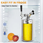 Mini Beer Keg Growler Craft Beer Barrel Carbonated Dispensing Container, 2L-5L