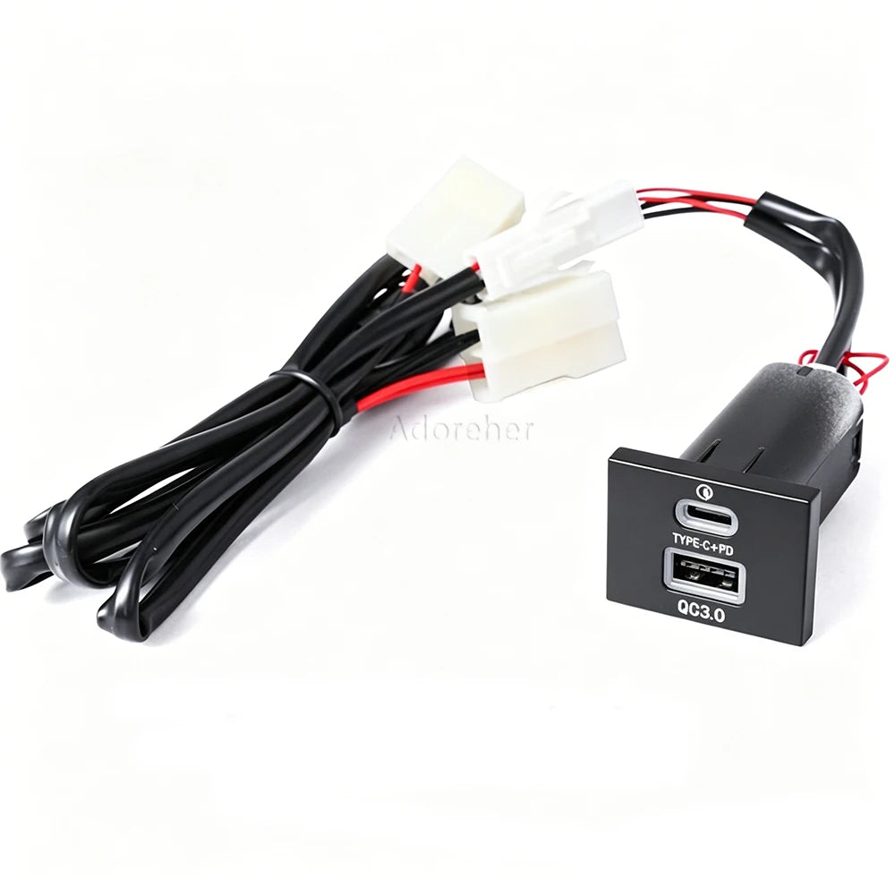 Dual USB Car Charger for Ford Focus 2 Mk2 2009-2011 QC3.0 + Type-C PD Fast Charging Socket No Wiring Damage