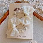 Minimalist Beige Hair Barrettes Korean BB Clip with Lace Pearl Accents Elegant Aesthetic Hair Clips for Women Girls