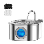 304 Stainless Steel Pet Water Fountain 3.2L/108oz with Filter, Visual Window, Faucet