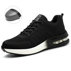 Steel Toe Work Shoes for Men Women  Anti-Smash Anti-Puncture Blue Safety Shoes Breathable Lightweight Air Cushion Work Shoes