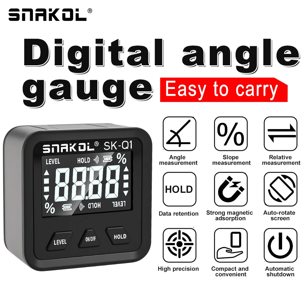 snakol Angle Protractor 360 Degree Mini Electronic Digital Protractor Inclinometer Angle Finder Gauge Measurement Box