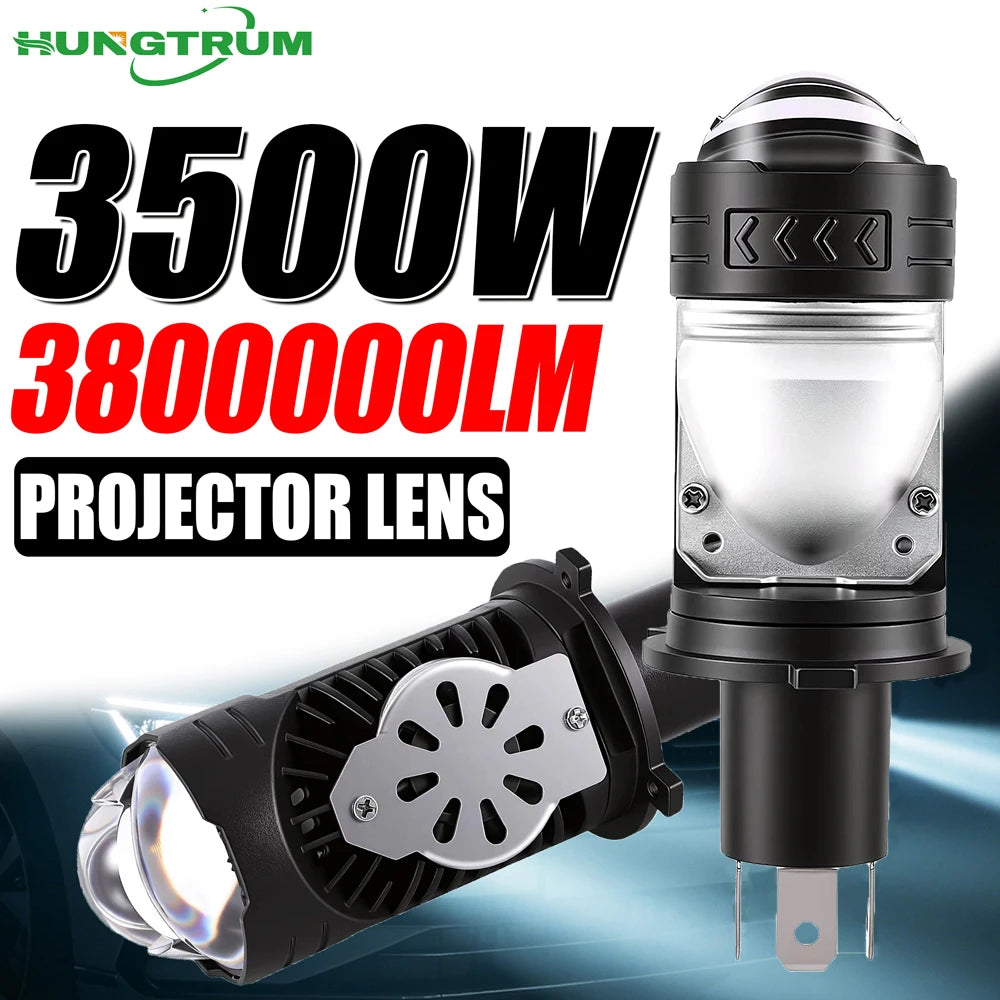 H4 LED Projector Lens Headlight 3800000LM 3500W Super Bright h4 Led Headlamp Wireless With Fan Turbo Lights Plug And Play 6000K