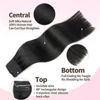 Fish Line 100 Human Hair Extension Piece Hair Blonde Remy Straight Hair Fishing Wire with 3 Clips Invisible Wire Hair Extension