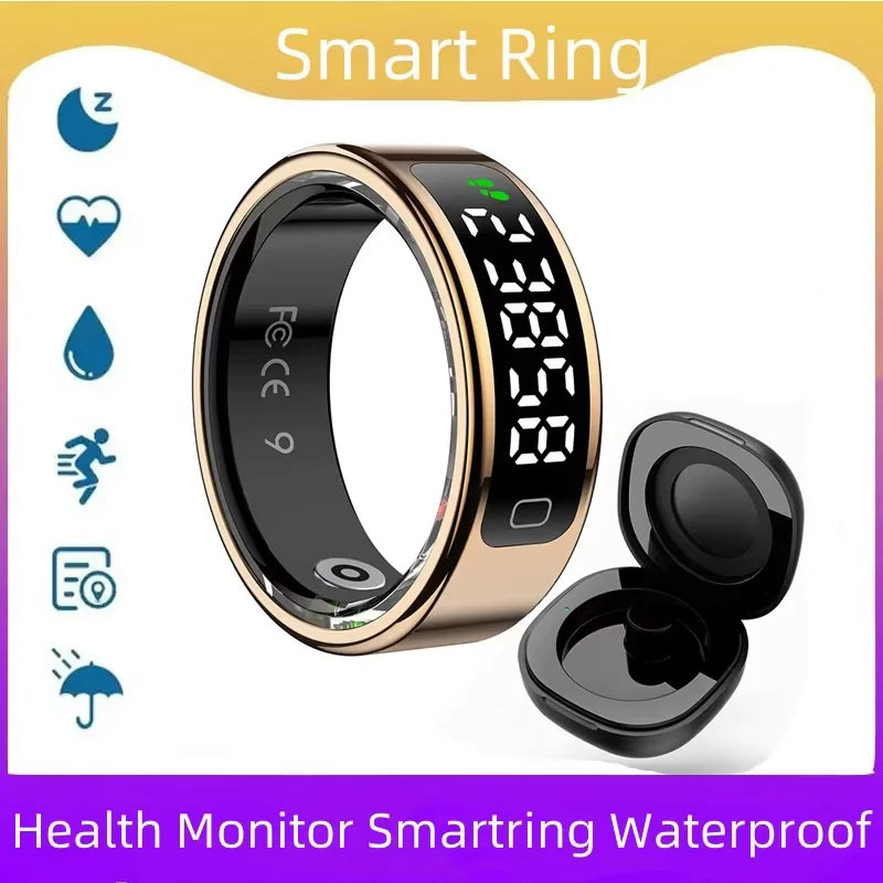 R11C Display Screen Smartring Men Women Gesture Swipe Video Waterproof Smart Ring Charging Case Health Monitor For Android IOS