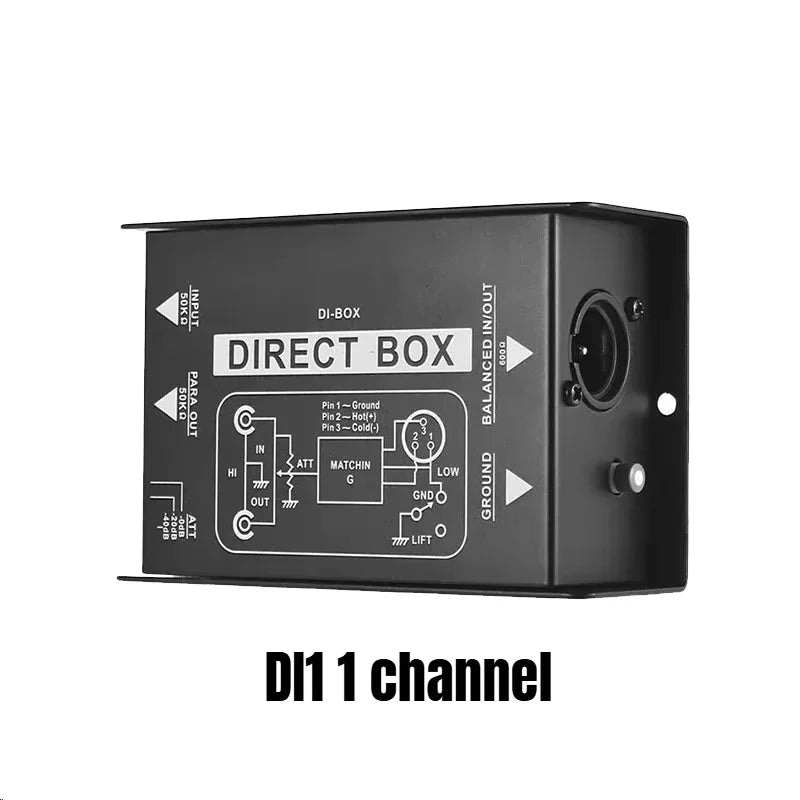 Professional DI 2 channel Audio DI Box Passive DIRECT BOX Low Noise Guitar Bass DI 1 Channel Audio Converter caja directa activa