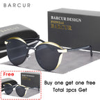 BARCUR Style Polarized Sunglasses For Women Catmore Round Sun Glass Ladies Woman Eyewear Accessory UVAB Protection