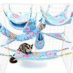 8pcs Small Pet Hammock Set Hanging Bed Hideout Tunnel Swing Toy for Hamster Cage, Pink