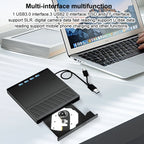 7-in-1 USB 3.0 Type-C External Blu-ray/DVD Drive Burner, Slim, Black, for Windows/Mac
