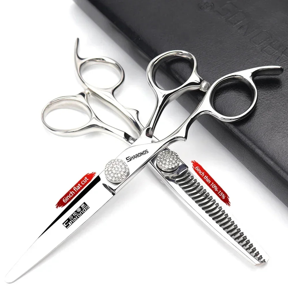 440C Japanese Stainless Hairdressing Scissors 6 Inch / 7 Inch Hair Scissors Right hand Barber Shears Left Handle Hair Cutting