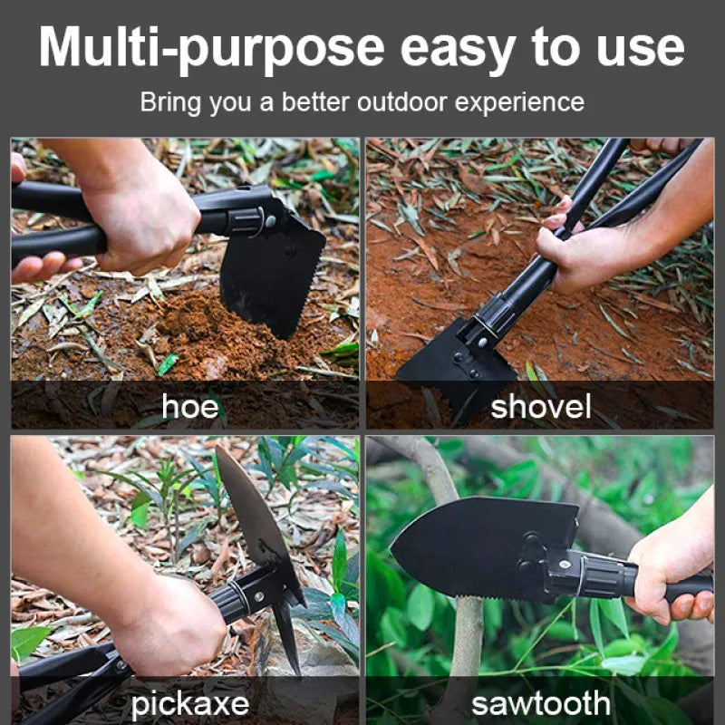 Outdoor 3-in-1 Foldable Shovel Portable Multifunctional Camping Shovel with Bag for Hiking, Off-roading DIY Projects At Home