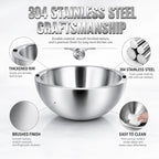 Stainless Steel Double Wall Insulated Serving Bowl for Ice Chilling, 16/20/24cm