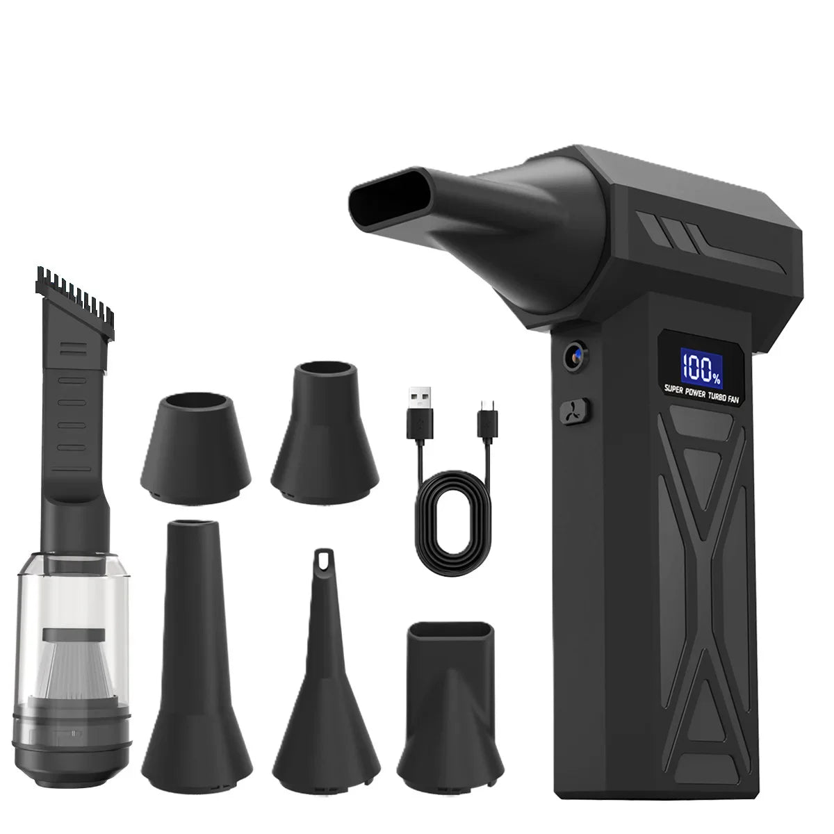 Powerful Air Blower 110000Rpm 4 Gear Adjustable Turbo Jet Blower With Led Light Battery Display Cordless Compressed Air Duster