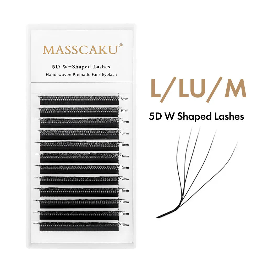 MASSCAKU L LU M Curl YY/W Shape Eyelash Extension Soft Lightweight Faux Mink Fibers 0.07mm Thickness 8–15mm Natural Volume Look