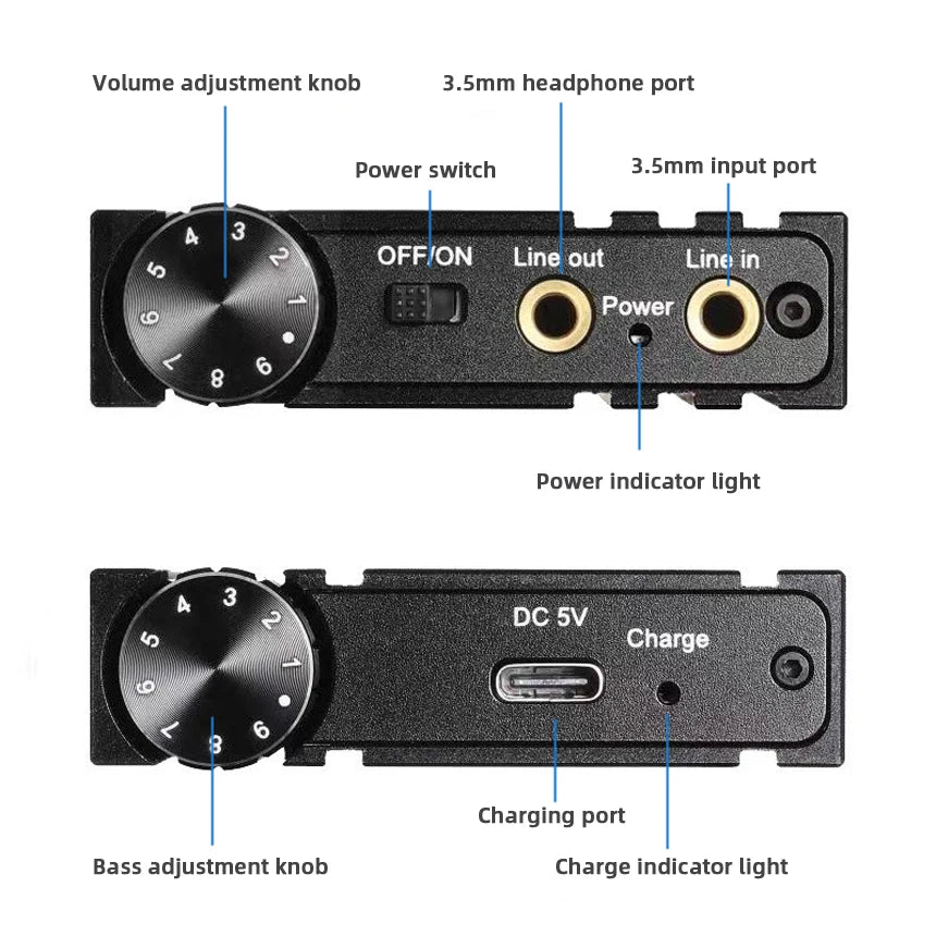 HIFI headphone amplifier Portable Hifi Earphone Amp With Bass Volume Control For MP3/MP4/Phones/Digital Player Durable