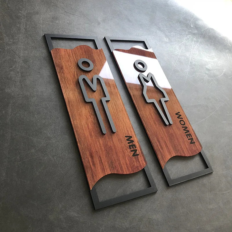 Imitation Wood Bathroom Signage Toilet Signage Address Gym Dressing Room Bathroom Wall Attached Bedroom Bathroom Door Signage