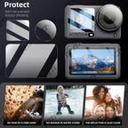 Lens & Screen Protector for DJI Osmo Action 6 - 9H Tempered Glass Camera Anti-scratch Glass Film HD Clear Accessories Set